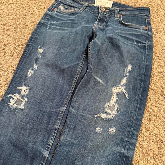 Big Star Womens Sz.26R Blue Denim Nina Low Rise Straight Distressed Cowgirl Jean - Picture 4 of 7
